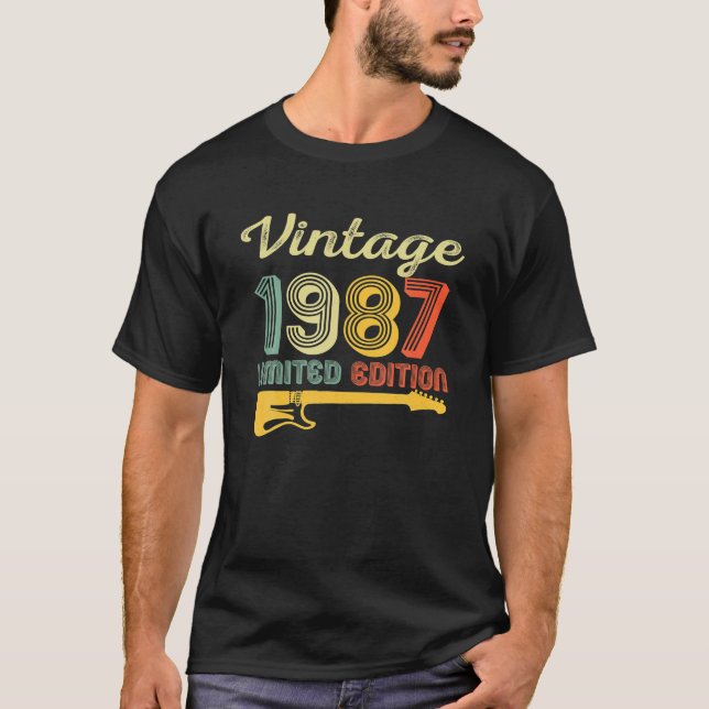 Camiseta Guitarra de cumpleaños 1987 35º cumpleaños 35 (Anverso)