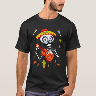 Camiseta Guitarra De Esqueleto Danzante Hombres Mexicanos D