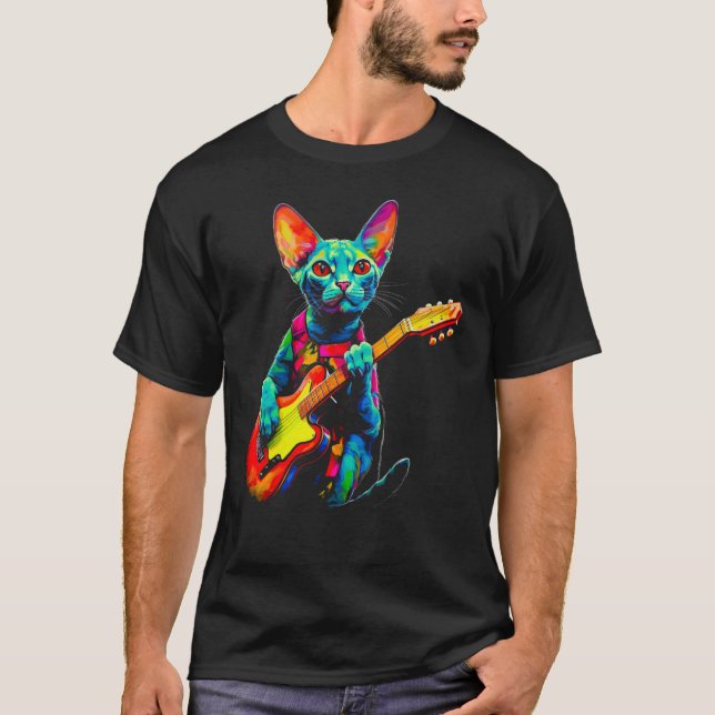 Camiseta Guitarra de gato Devon Rex (Anverso)