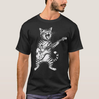 Camiseta Guitarra de gato divertida toca música