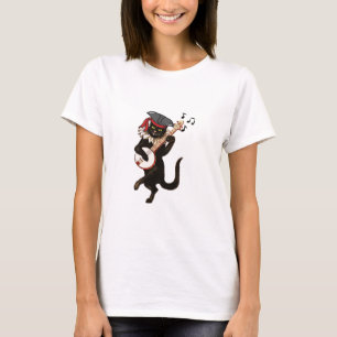 Camiseta Guitarra de gato negro, divertido amante del gato