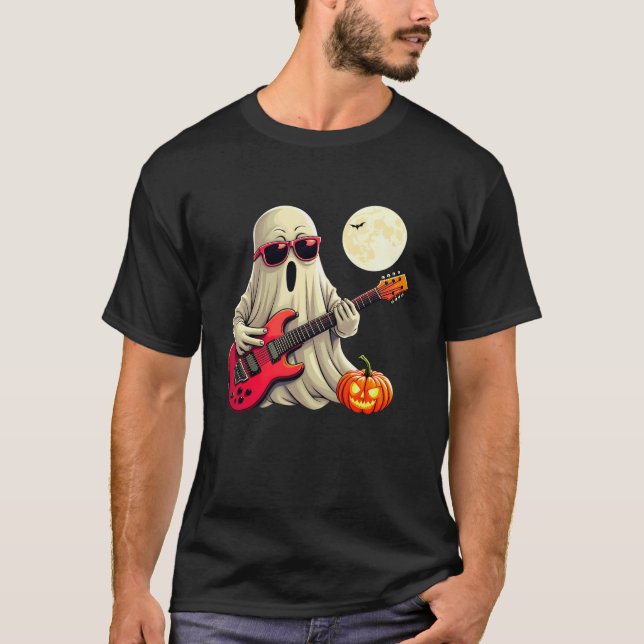 Camiseta Guitarra De Guitarra De Guitarra De Halloween Guit (Anverso)