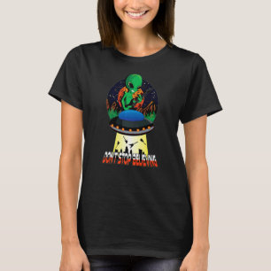 Camiseta Guitarra De Halloween Tocando Alien Ufo Extraterre
