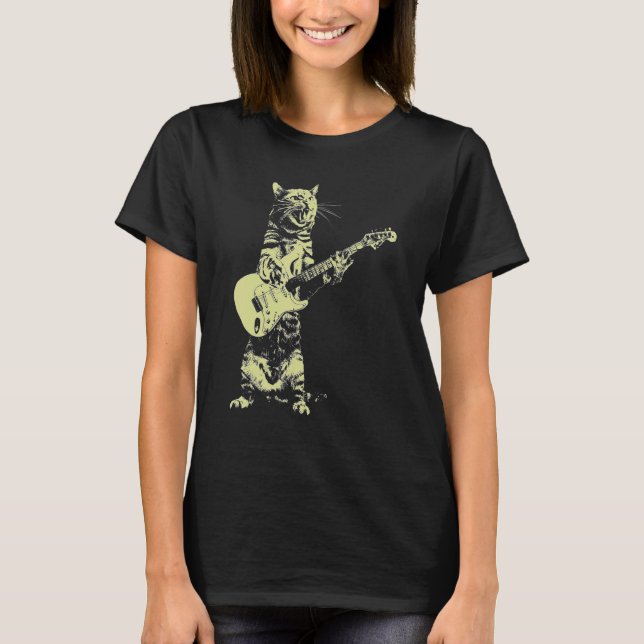 Camiseta Guitarra De Juego De Gato (Anverso)
