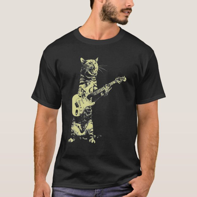 Camiseta Guitarra De Juego De Gato (Anverso)