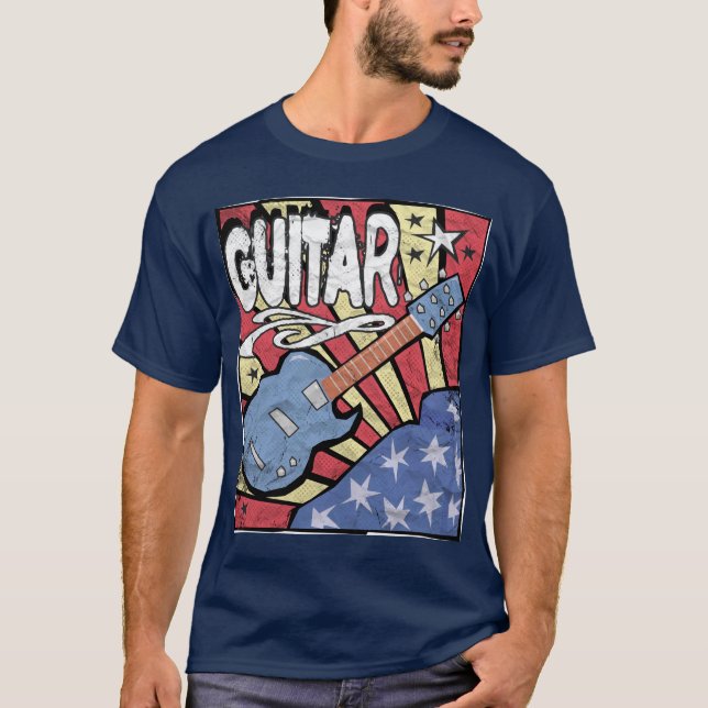 Camiseta Guitarra de la bandera de los E.E.U.U. apenada (Anverso)