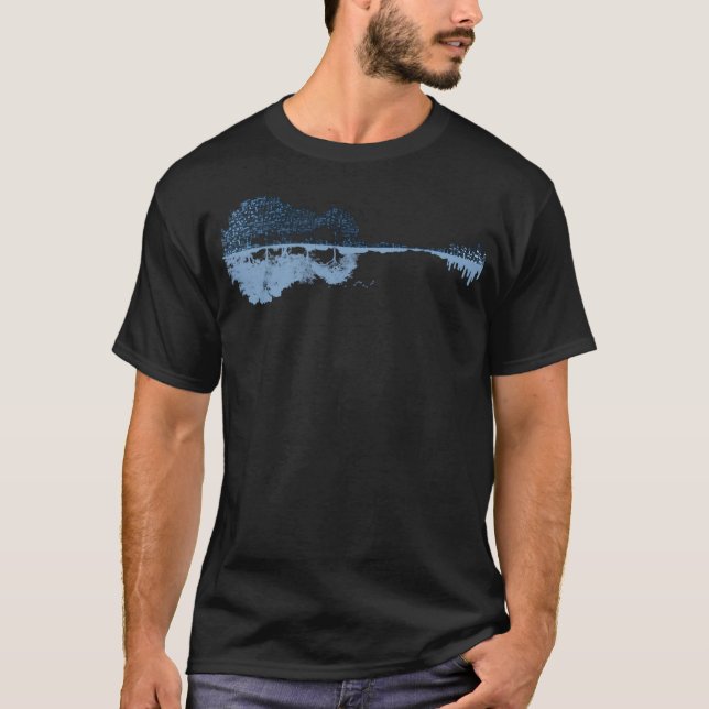 Camiseta Guitarra de la naturaleza - Notas musicales - Azul (Anverso)