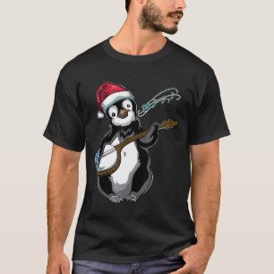 Camiseta Guitarra de música animal navidades Banjo Penguin