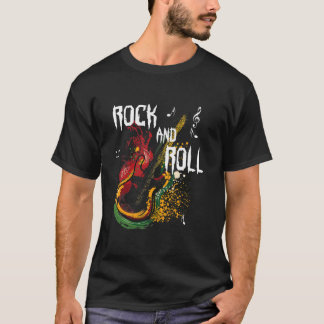 Camiseta Guitarra de música rock Roll de estilo retro vinta