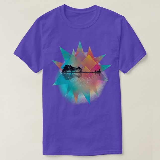 Camiseta Guitarra de naturaleza geométrica colorida (Diseño del anverso)