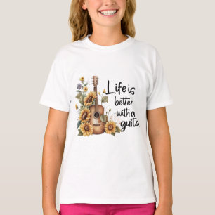 Camiseta Guitarra De Nombre personalizar Con Girasol