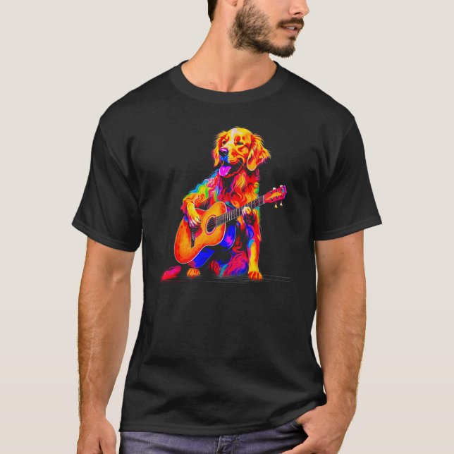 Camiseta Guitarra de perro de Art Golden Retriever (Anverso)