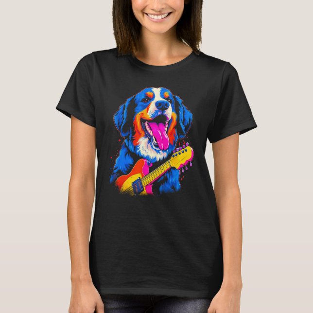 Camiseta Guitarra de perro de montaña bernés (Anverso)