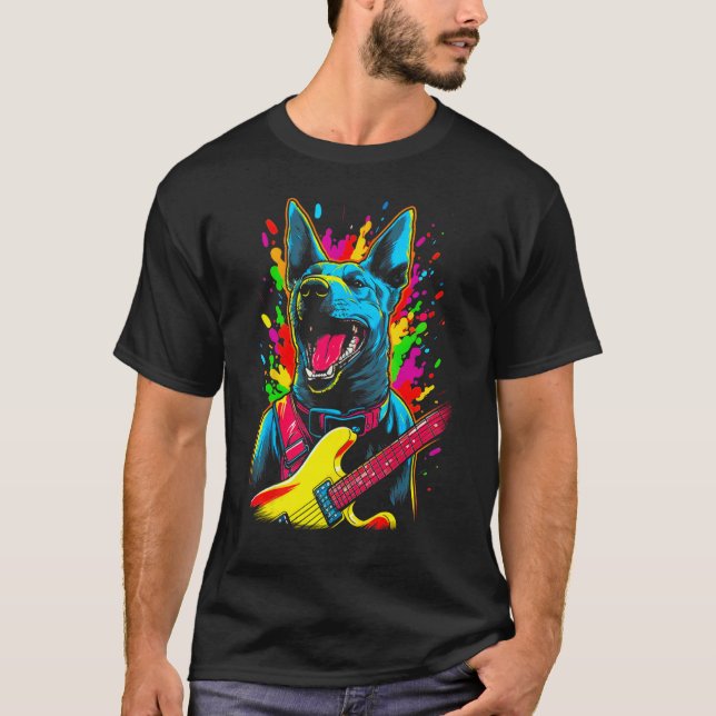 Camiseta Guitarra de perro Malinois belga (Anverso)