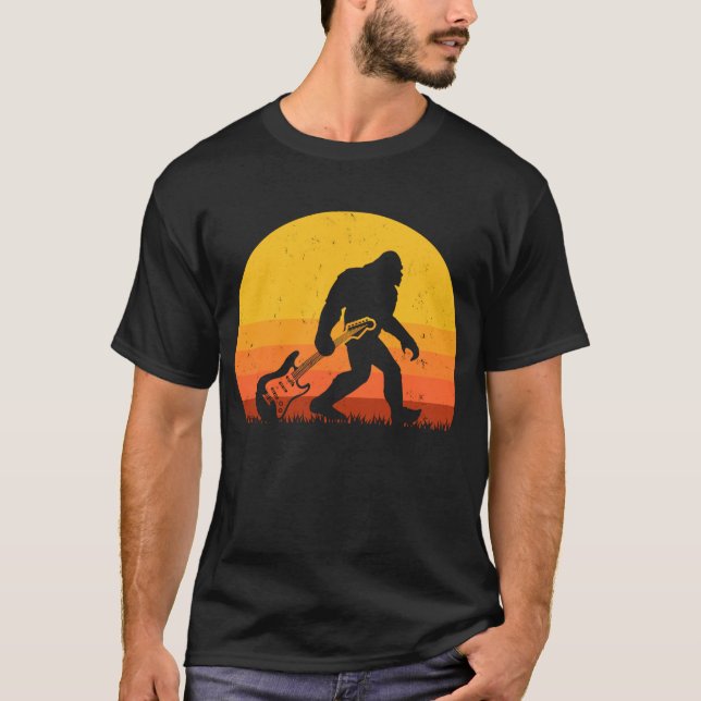 Camiseta Guitarra de pie grande Retro Bigfoot Guita (Anverso)