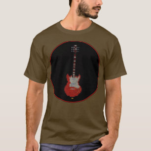 Camiseta Guitarra de Pixel Rojo en un círculo negro