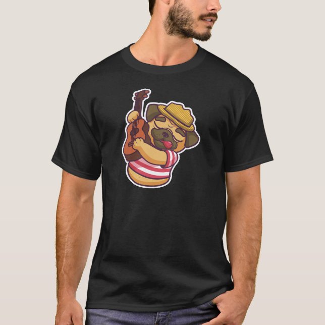 Camiseta guitarra de pug (Anverso)