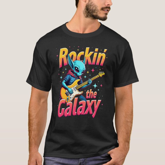 Camiseta Guitarra de rock alienígena T-Shirt Rockin’ the Ga (Anverso)