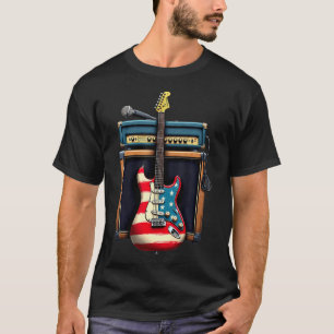 Camiseta Guitarra de Rock con Bandera Americana
