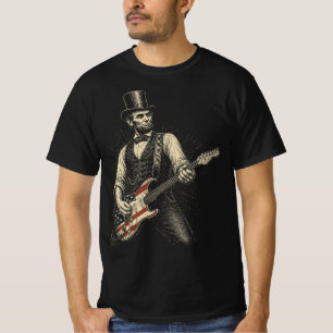 Camiseta Guitarra de Rock de Abraham Lincoln Bandera Americ