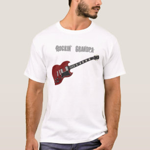 Camiseta Guitarra del abuelo de Rockin, roja y negra
