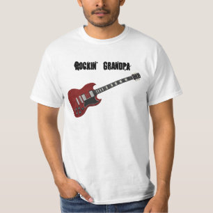 Camiseta Guitarra del abuelo de Rockin, roja y negra