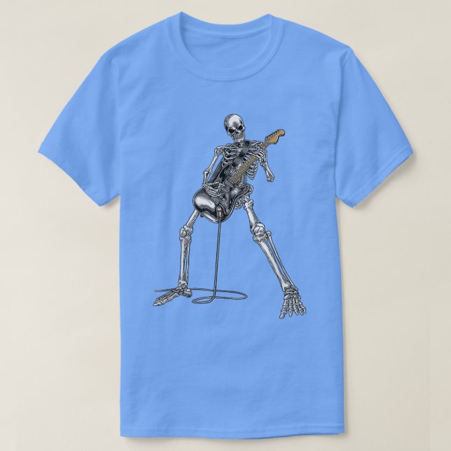 Camiseta Guitarra del Skeleton feliz Halloween Rock Ba (Diseño del anverso)