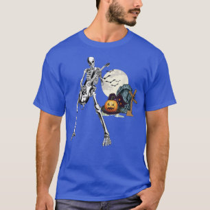 Camiseta Guitarra del Skeleton feliz Halloween Rock Ba