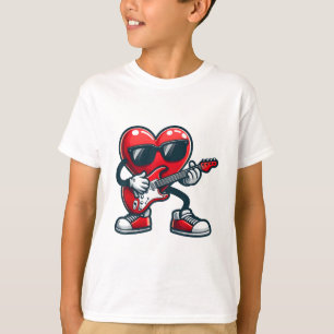 Camiseta Guitarra día de San Valentín tocando niños pequeño