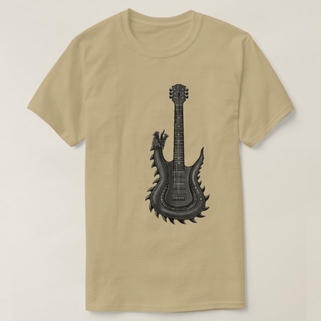 Camiseta Guitarra Dragón con rock de guitarra eléctrica N R (Diseño del anverso)