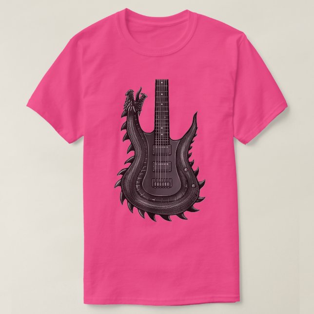 Camiseta Guitarra Dragónica Única Para Hombres Rock (Diseño del anverso)