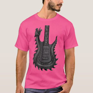Camiseta Guitarra Dragónica Única Para Hombres Rock