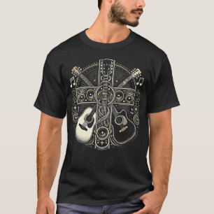 Camiseta Guitarra Eléctrica Acústica Cruz Cristiana Dios Je