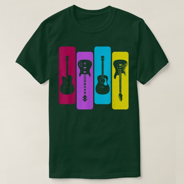 Camiseta Guitarra eléctrica acústica de Guitars retro (Diseño del anverso)