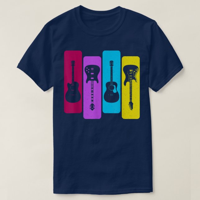 Camiseta Guitarra eléctrica acústica de Guitars retro (Diseño del anverso)