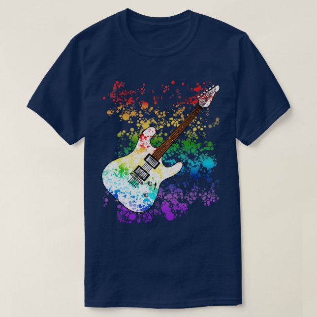 Camiseta Guitarra Eléctrica Arcoiris Colores Guitarianos (Diseño del anverso)