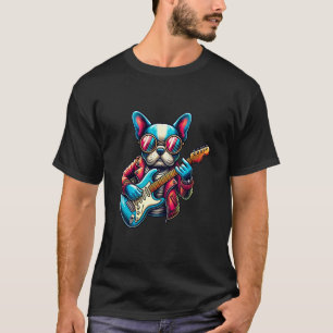 Camiseta Guitarra eléctrica Bulldog francesa Banda divertid