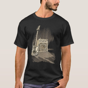 Camiseta Guitarra eléctrica con música rock & roll amplific
