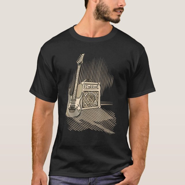 Camiseta Guitarra Eléctrica Con Rock Amplificador Y Música  (Anverso)