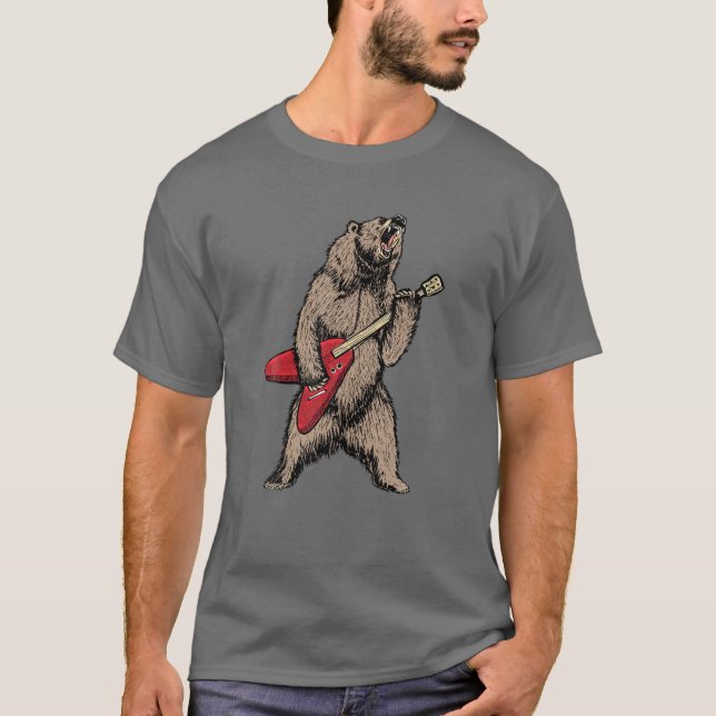 Camiseta Guitarra Eléctrica De Guitarra De Oso Grizzly De L (Anverso)