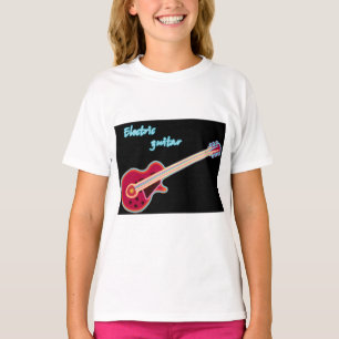 Camiseta Guitarra Eléctrica de Neón Música Rock Retro 80