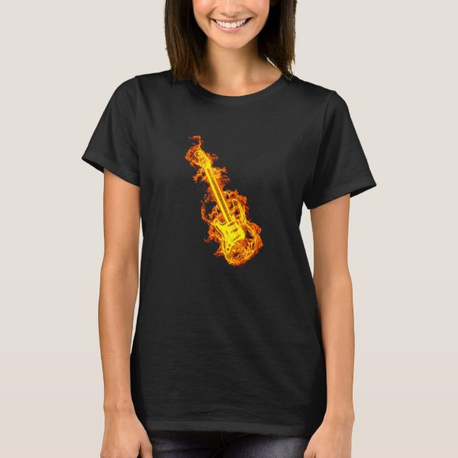 Camiseta Guitarra Eléctrica En Fire Rock Guitar Premium (Anverso)