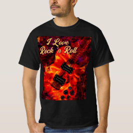 Camiseta Guitarra Eléctrica en Fuego Red Black Love Rock n 