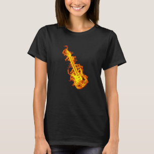 Camiseta Guitarra Eléctrica en Llamas Guitarra de Rock Prem