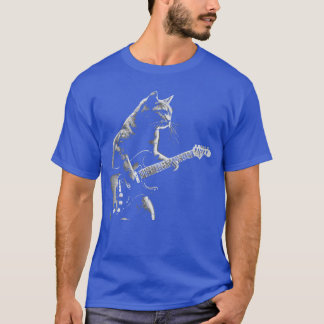 Camiseta Guitarra Eléctrica Gato Rocker Música Rock Hombres