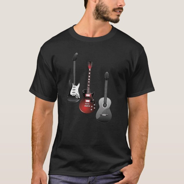 Camiseta guitarra eléctrica, guitarra acústica (Anverso)