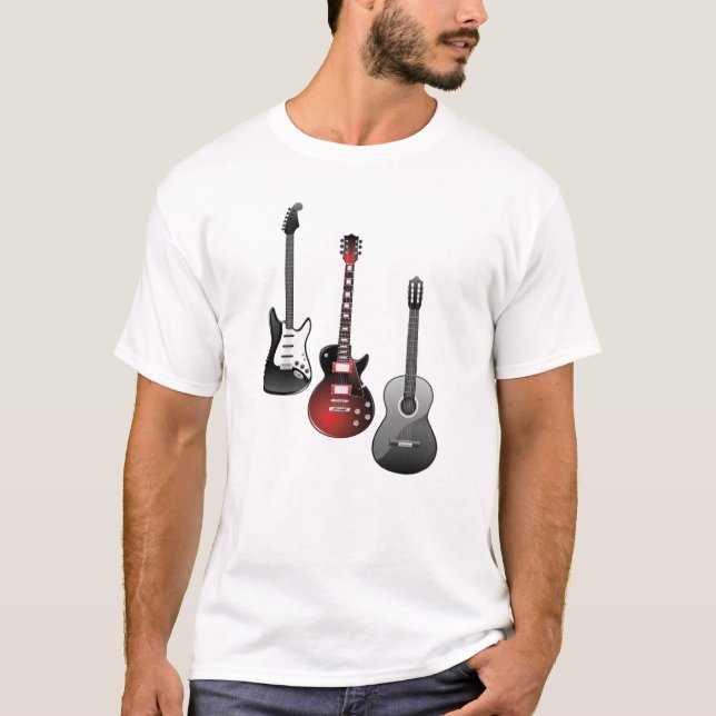 Camiseta guitarra eléctrica, guitarra acústica (Anverso)