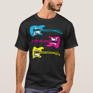 Camiseta Guitarra eléctrica multicolor CMYK con maniquíes q