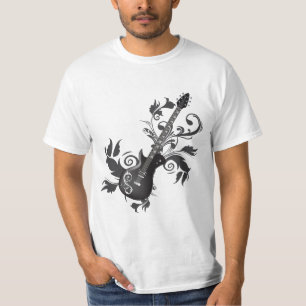 Camiseta Guitarra Eléctrica, Muñecas Y Hojas Abstractas