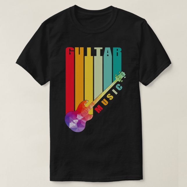 Camiseta Guitarra eléctrica polígonal colorida (Diseño del anverso)